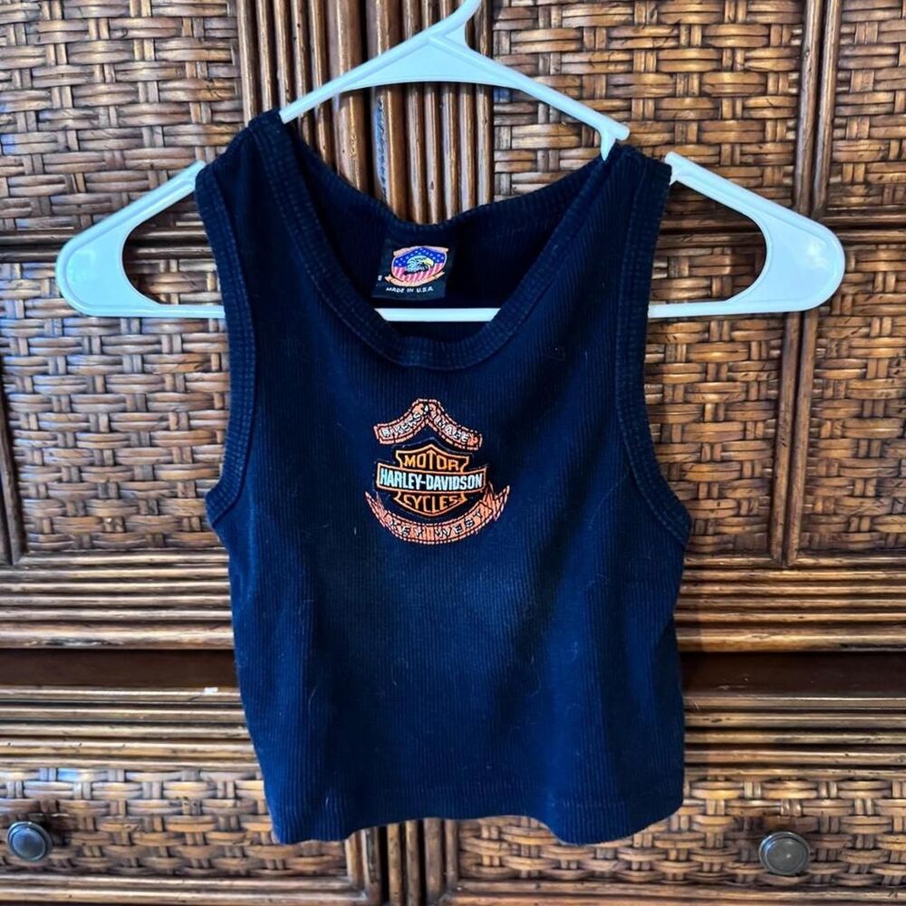 Harley Davidson black cropped tank top